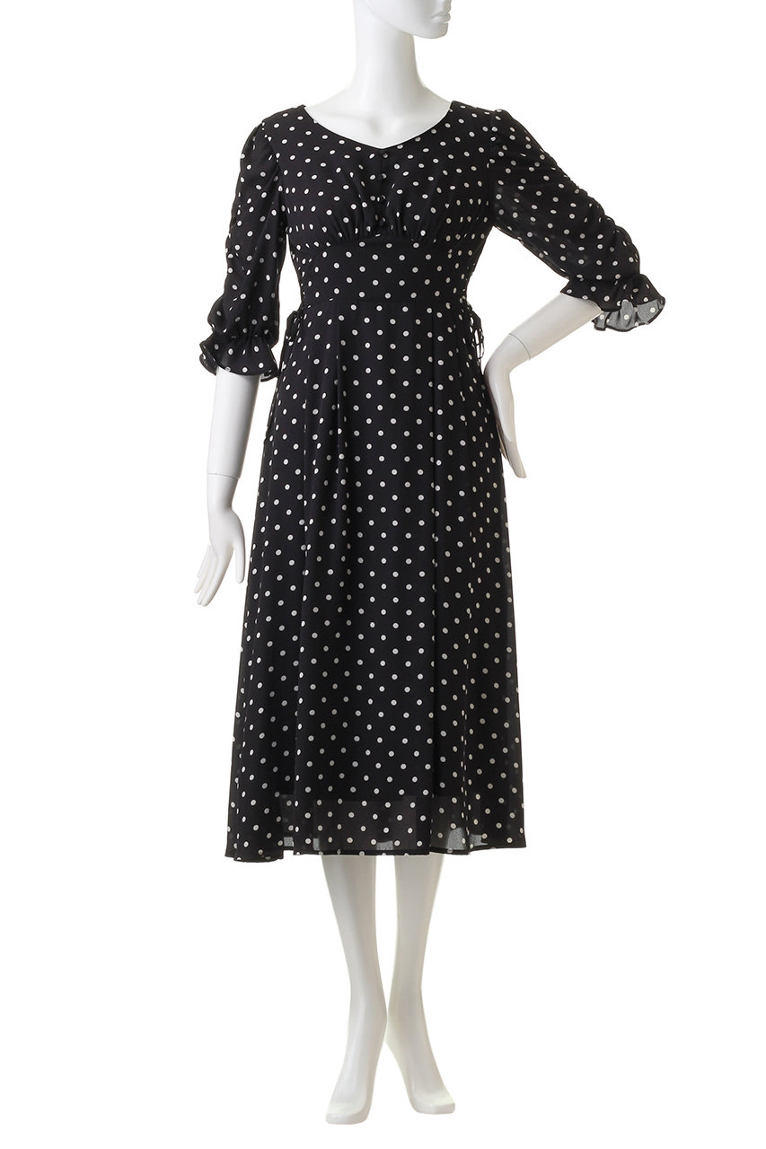 31 Sons De Mode トランテアン ソン ドゥ モード ドットプリントフレアワンピース ブラック の通販 Elleshop エル ショップ