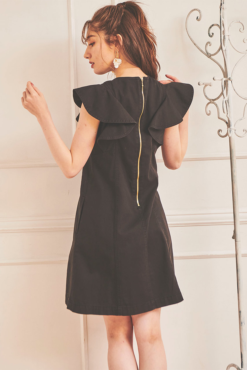 31 Sons De Mode トランテアン ソン ドゥ モード フリル袖パネル切替ミニワンピース ブラック の通販 Elleshop エル ショップ