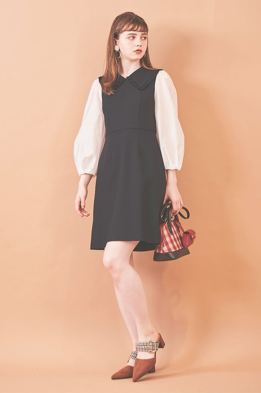 31 Sons De Mode トランテアン ソン ドゥ モード 予約販売 異素材スリーブミニワンピース ブラック の通販 Elleshop エル ショップ