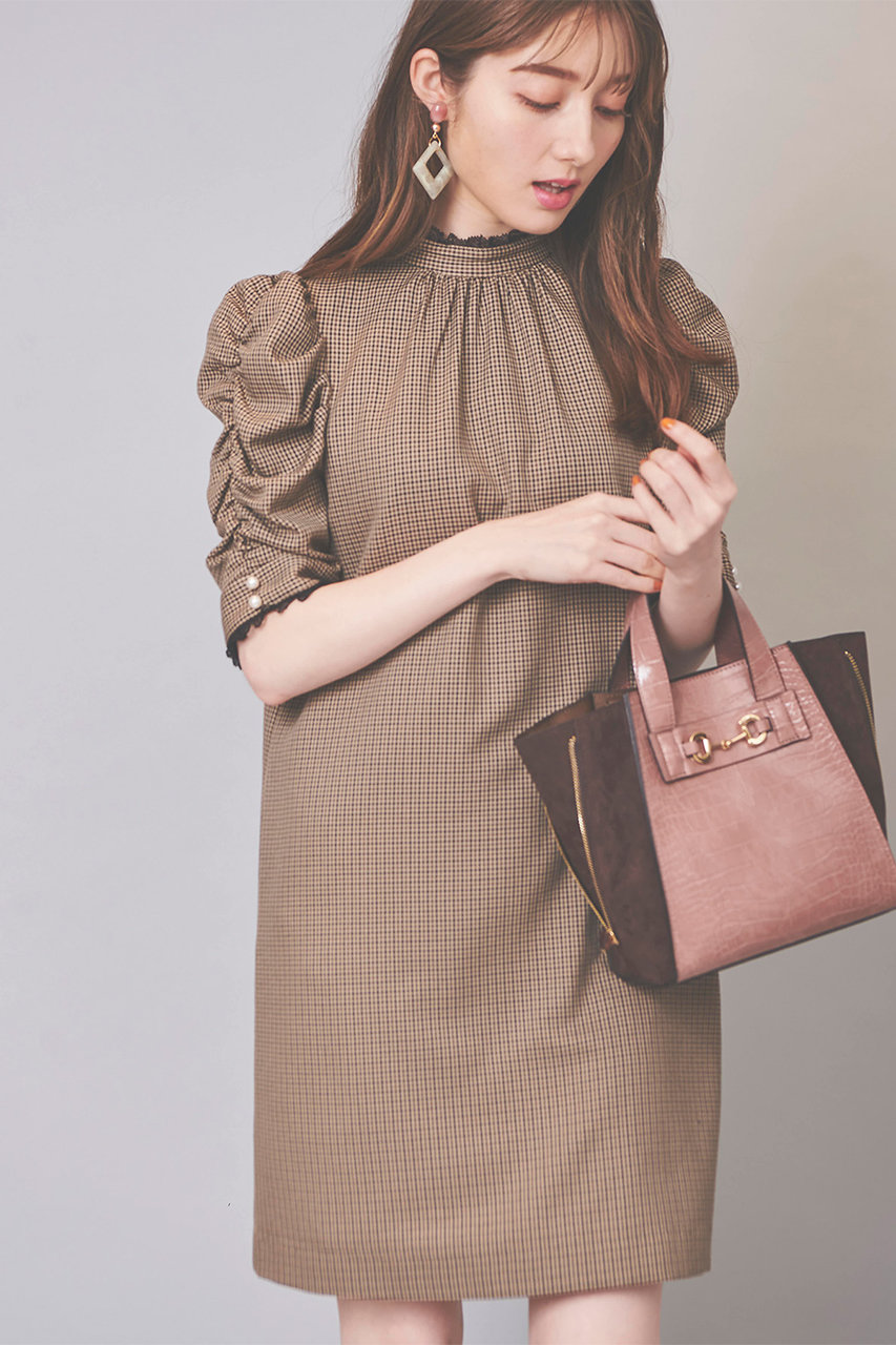 31 Sons De Mode トランテアン ソン ドゥ モード チェック柄ミニワンピース ベージュ の通販 Elleshop エル ショップ