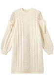 ショルダーシアーケーブルニットワンピース