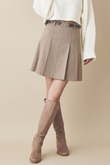 ベルト付きプリーツスカショートパンツ