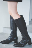フェイクレザーロングブーツ