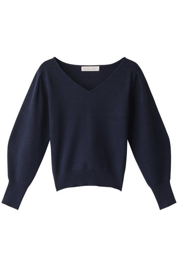 SALE 【50%OFF】 31 Sons de mode トランテアン ソン ドゥ モード 12G片畔Vボリュームスリーブニット ネイビー