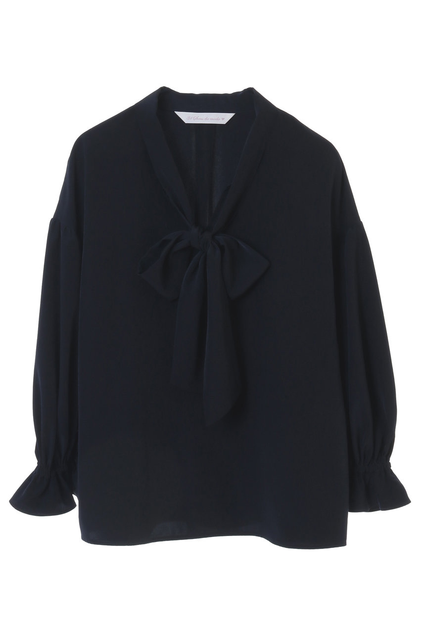 SALE 【38%OFF】 31 Sons de mode トランテアン ソン ドゥ モード ボウタイパフスリーブブラウス ネイビー