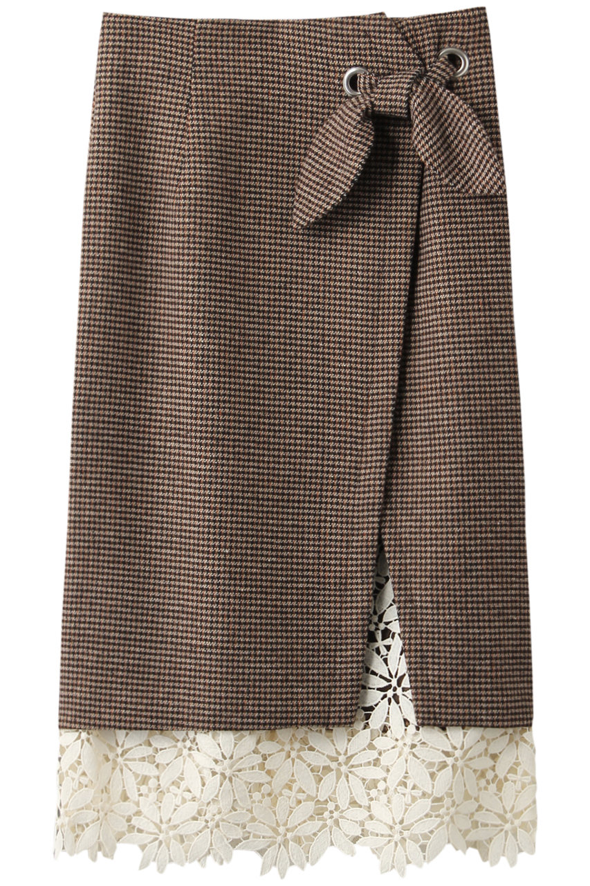 SALE 【30%OFF】 31 Sons de mode トランテアン ソン ドゥ モード 裾レースラップタイトスカート ブラウン
