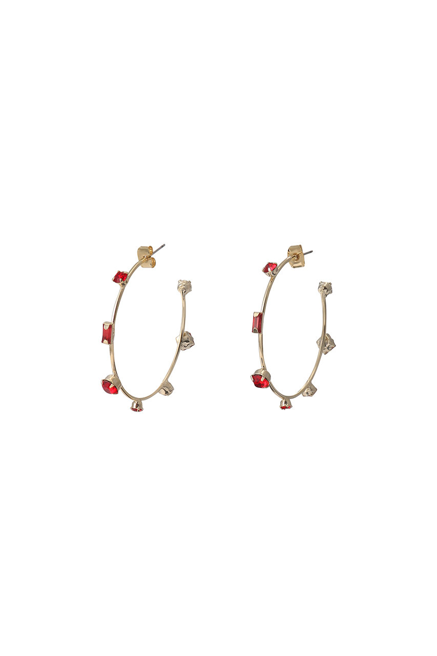 SALE 【30%OFF】 31 Sons de mode トランテアン ソン ドゥ モード ビジューフープピアス レッド