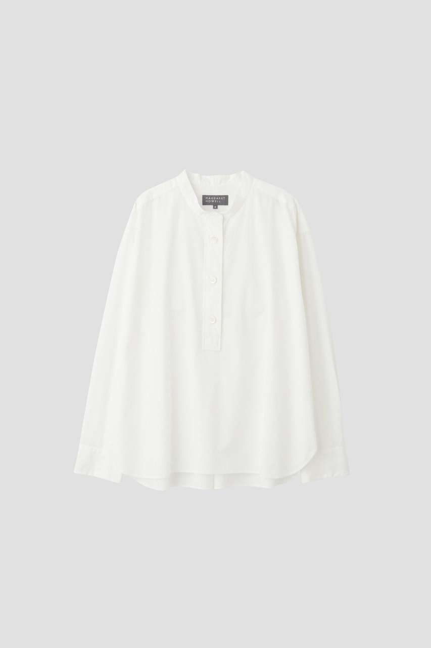 美品✨マーガレットハウエル　ピンタック スタンドカラー 長袖 ブラウス ホワイト PLAIN POPLIN（シャツ/ブラウス）｜MARGARET HOWELL（マーガレット