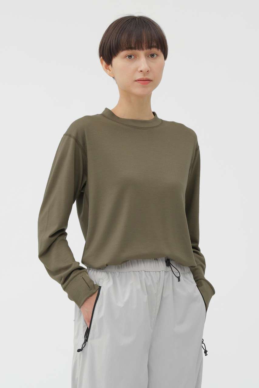 マーガレット・ハウエル/MARGARET HOWELLのFINEGAUGE WASHABLE WOOL JERSEY TOP(カーキ/5785254002)