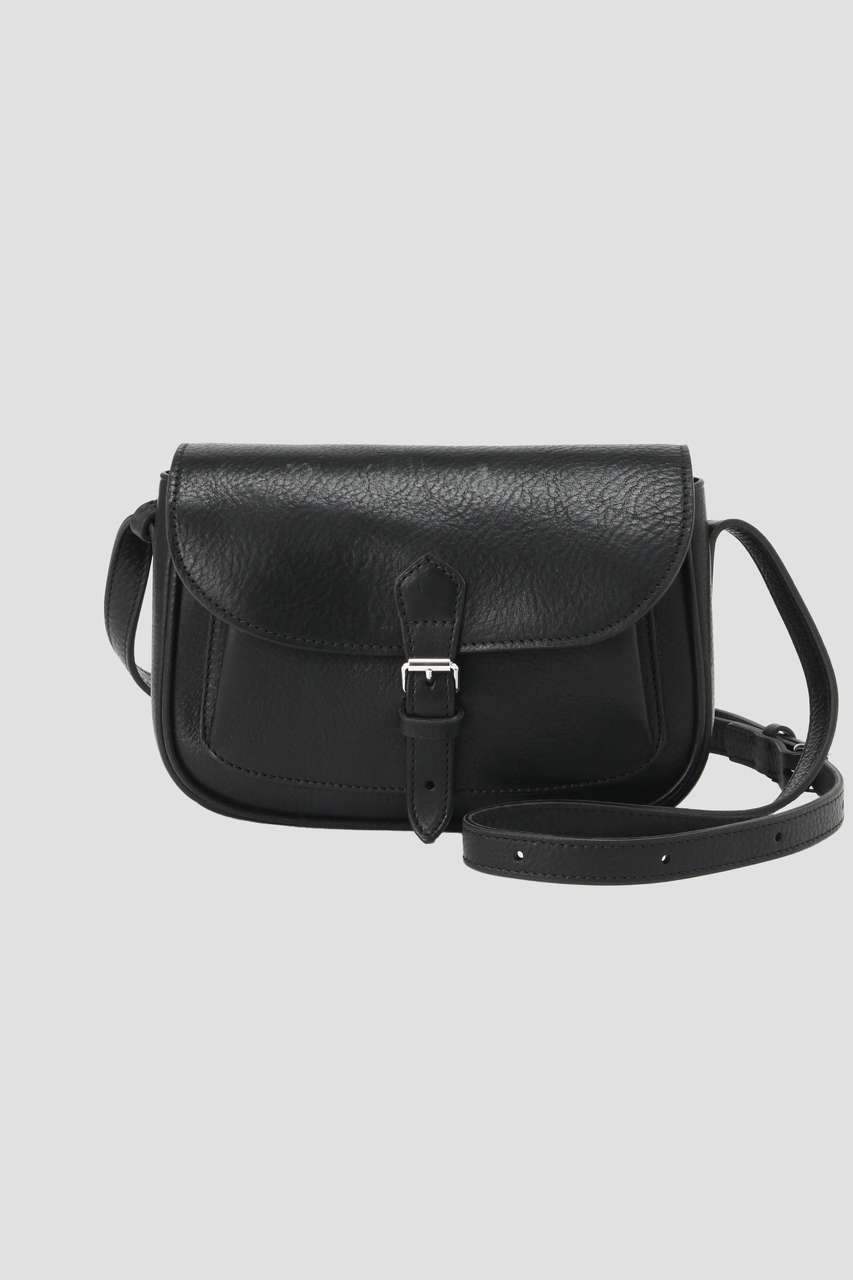 マーガレットハウエル レザーショルダーバッグ ブラック MARGARET HOWELL(マーガレット・ハウエル)｜SADDLE LEATHER BAG
