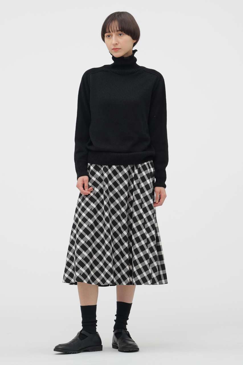 マーガレット・ハウエル/MARGARET HOWELLのCOTTON CHECK SKIRT(ブラック/5786132203)