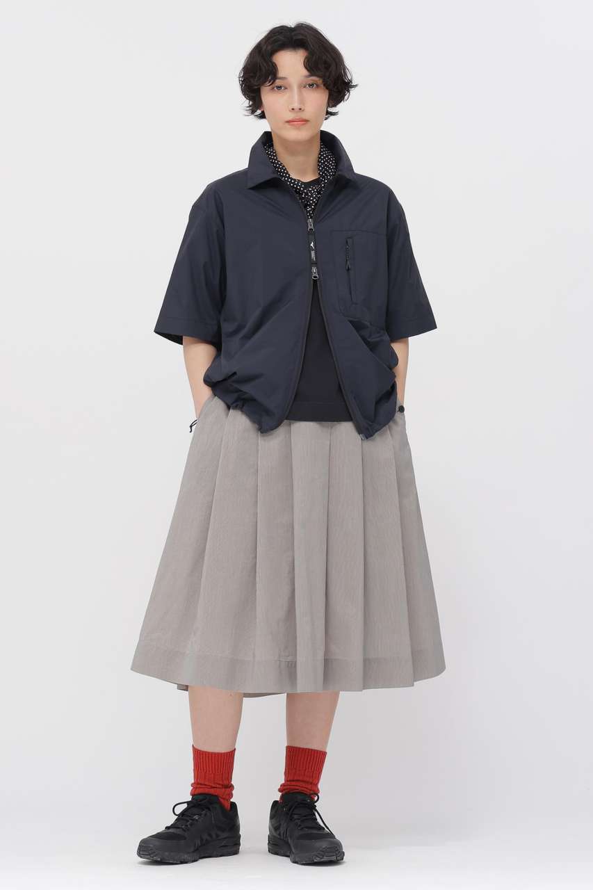 マーガレット・ハウエル/MARGARET HOWELLの【予約販売】FINE STRIPE COTTON SILK SKIRT(ブラック/5786132206)