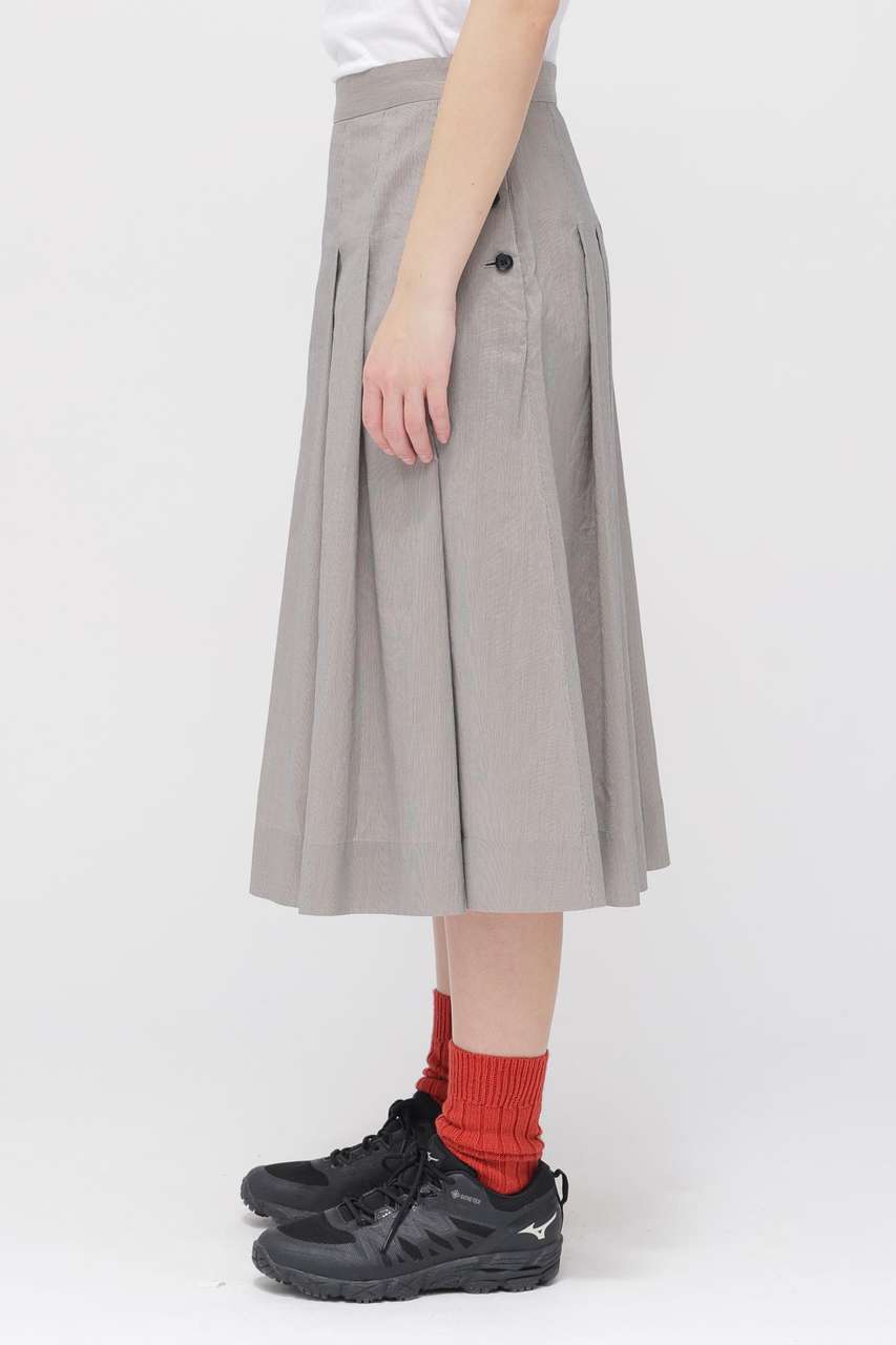 マーガレットハウエル L ベルベット　ロング フレア スカート　シルク　重厚 MARGARET HOWELL(マーガレット・ハウエル)｜FINE STRIPE COTTON SILK