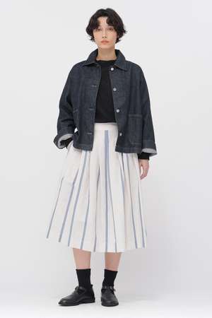 マーガレット・ハウエル/MARGARET HOWELLのBOLD STRIPE COTTON LINEN SKIRT(110700/110703)