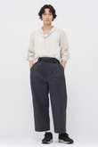 FINE STRIPE COTTON SILK TROUSERS