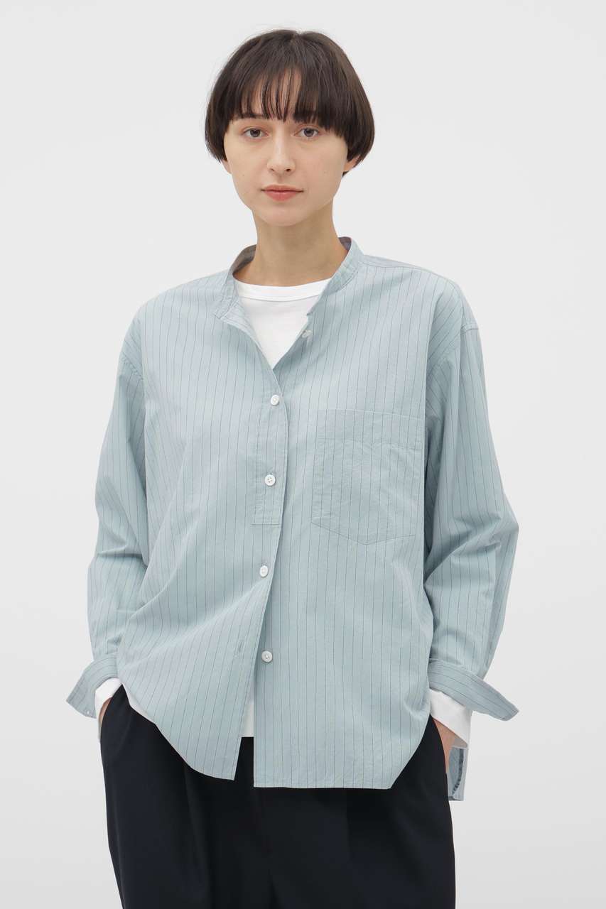 マーガレット・ハウエル/MARGARET HOWELLのSIMPLE STRIPE COTTON SHIRT(ブルー/5786153201)