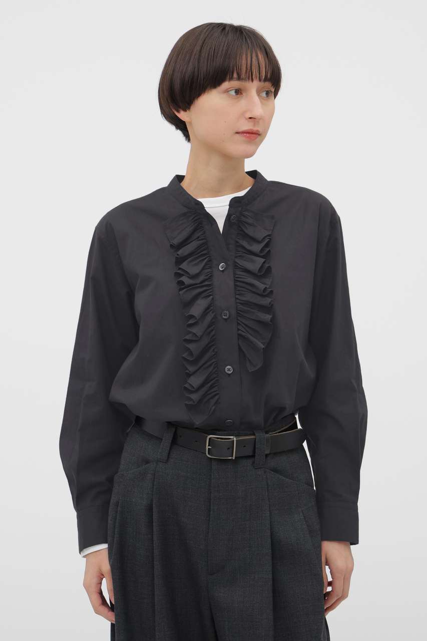 MARGARET HOWELL マーガレットハウエル フリルシャツ サイズI MARGARET HOWELL(マーガレット・ハウエル)｜WASHED COTTON SHIRT