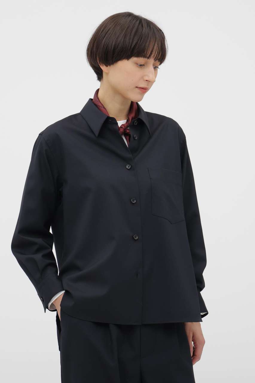 マーガレット・ハウエル/MARGARET HOWELLのWORSTED WOOL POPLIN SHIRT(ネイビー/5786153204)