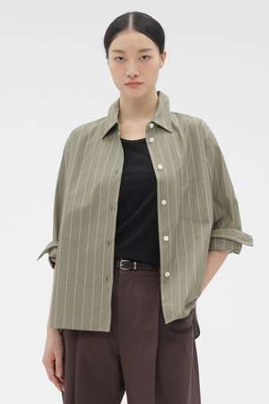 マーガレット・ハウエル/MARGARET HOWELLのWIDE STRIPE COTTON SHIRT(110400/110403)