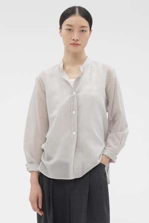 マーガレット・ハウエル/MARGARET HOWELLのCOTTON SILK STRIPE SHIRT(110400/110403)
