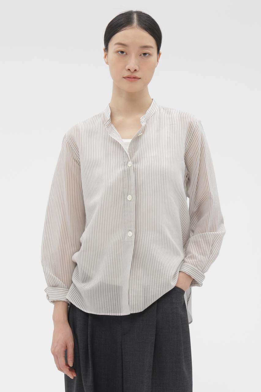 マーガレット・ハウエル/MARGARET HOWELLのCOTTON SILK STRIPE SHIRT(グレー/5786153208)