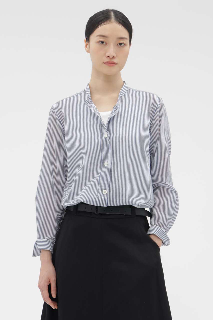 マーガレット・ハウエル/MARGARET HOWELLのCOTTON SILK STRIPE SHIRT(ブルー/5786153208)