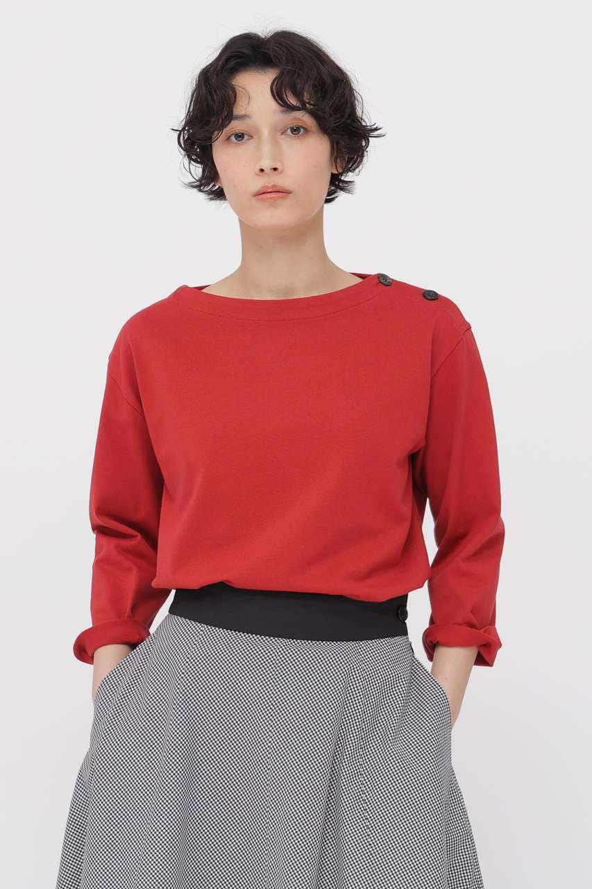 マーガレット・ハウエル/MARGARET HOWELLのTOUGH COTTON JERSEY TOP(レッド/5786169202)