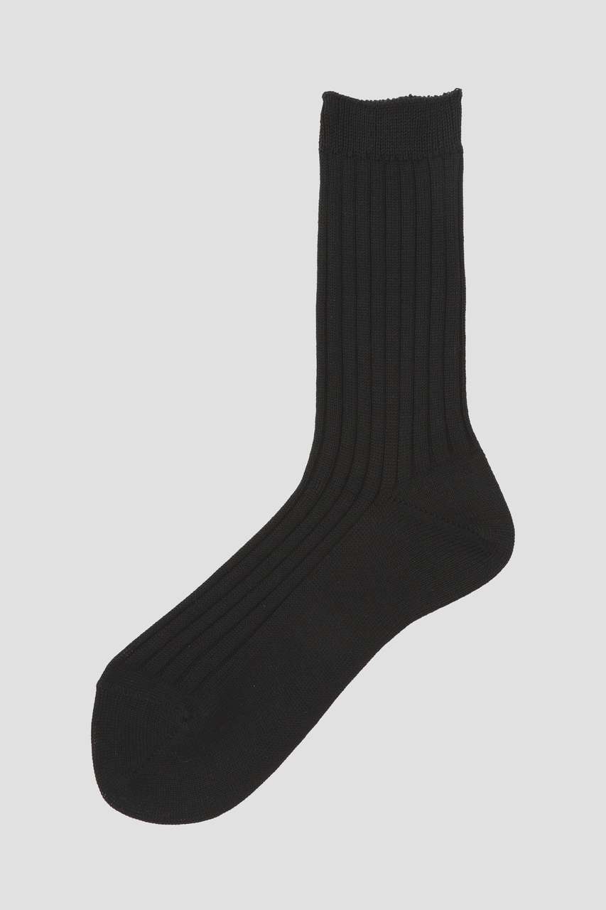 マーガレット・ハウエル/MARGARET HOWELLのSILK COTTON RIB SOCKS(ブラック/5786179202)