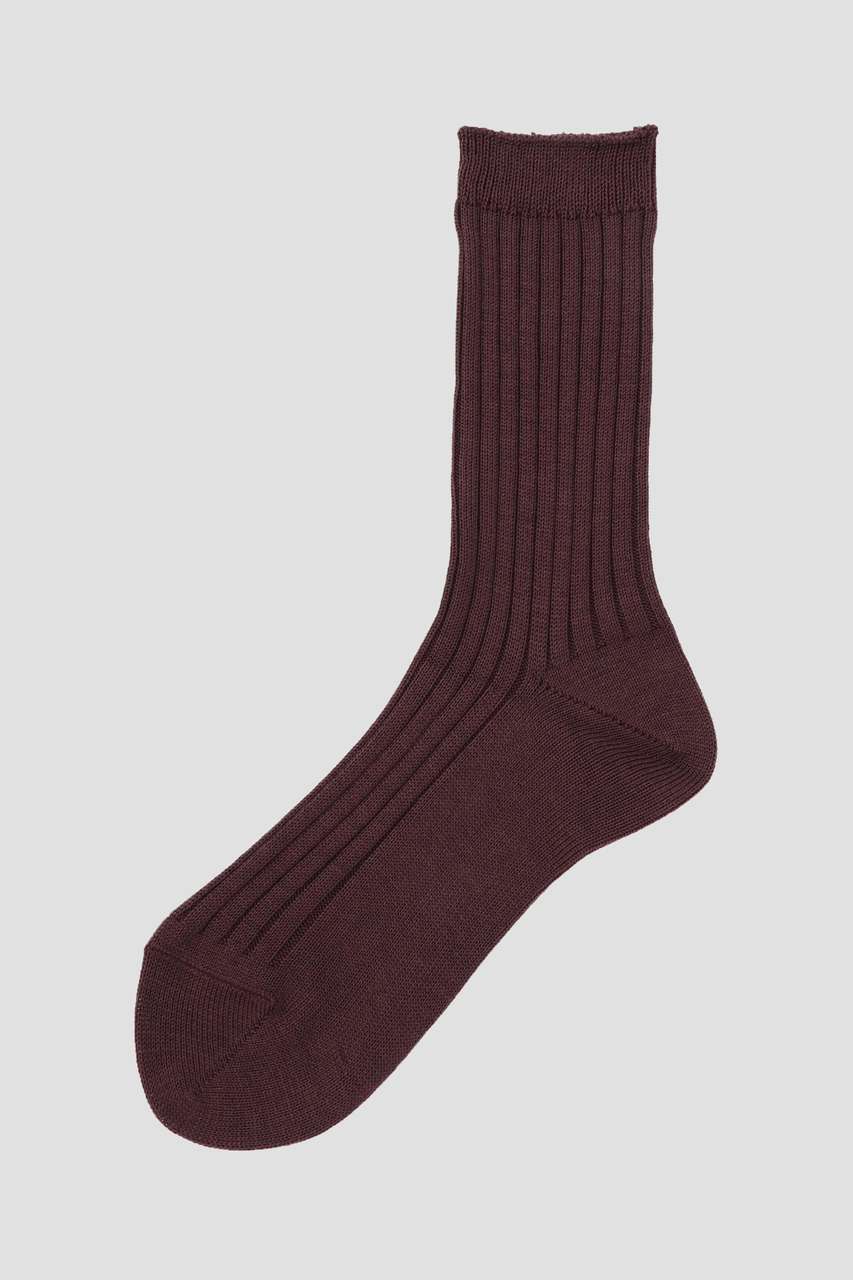 マーガレット・ハウエル/MARGARET HOWELLのSILK COTTON RIB SOCKS(ワイン/5786179202)