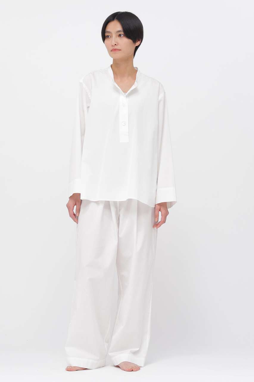 マーガレットハウエル☆ルームウェア パジャマ F ブラウス イージーパンツ 白 MARGARET HOWELL(マーガレット・ハウエル)｜PLAIN POPLIN TROUSERS