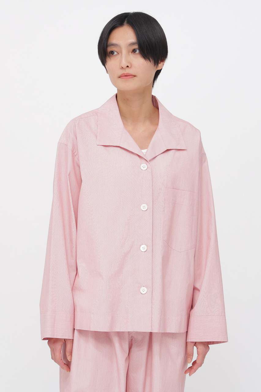 マーガレット・ハウエル/MARGARET HOWELLのHAIRLINE STRIPE COTTON SHIRT(レッド/5896153203)