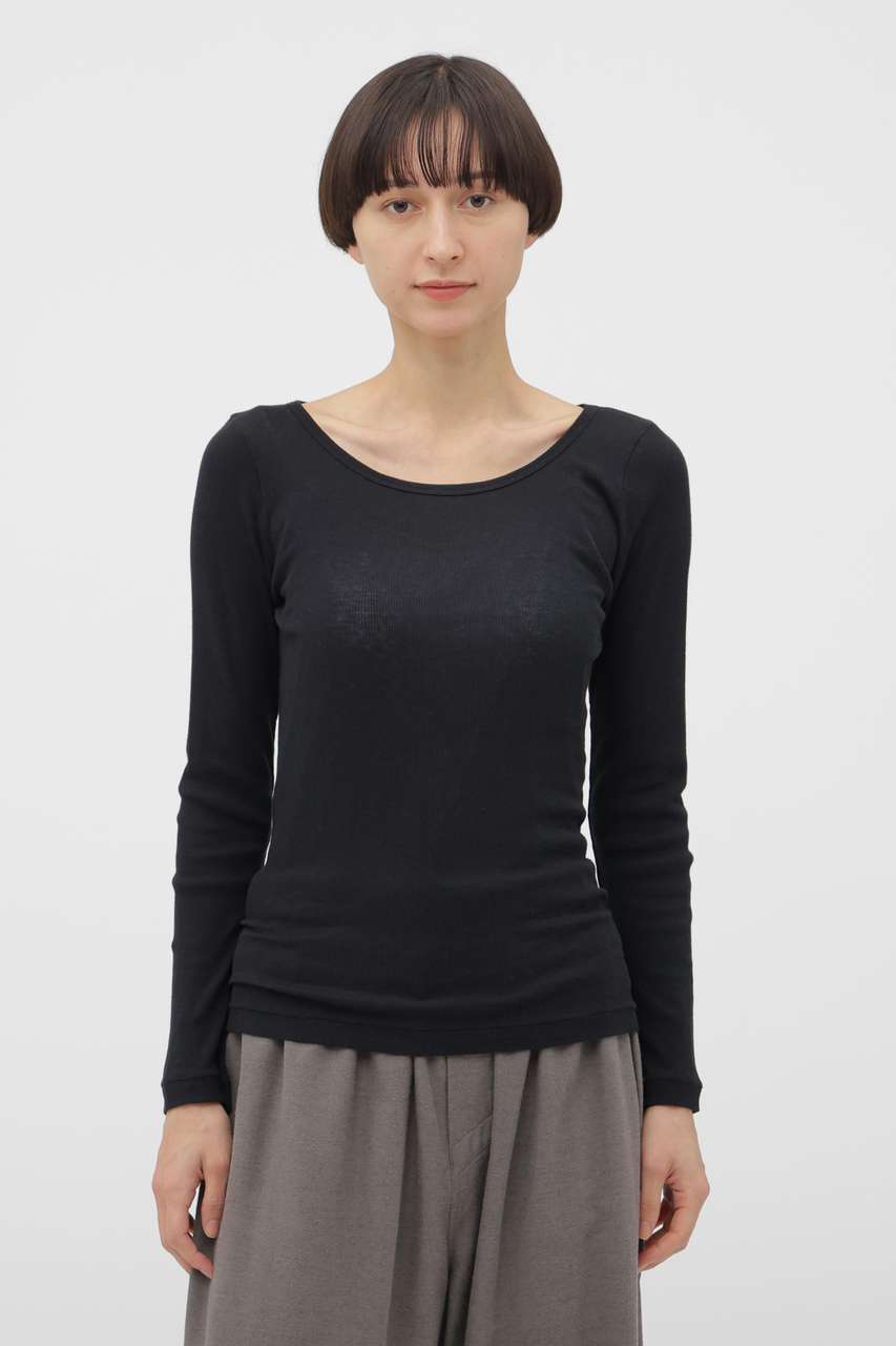 マーガレット・ハウエル/MARGARET HOWELLのCOTTON SILK RIB TOP(ブラック/5896169201)