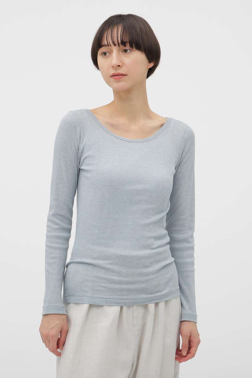 マーガレット・ハウエル/MARGARET HOWELLのCOTTON SILK RIB TOP(ブルー/5896169201)