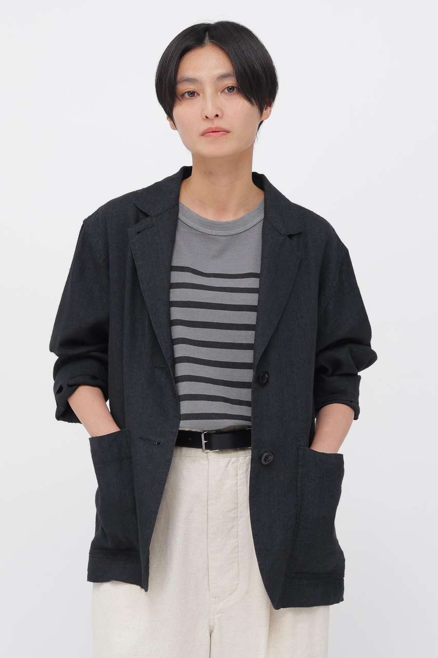 マーガレット・ハウエル/MARGARET HOWELLのFADED WOOL LINEN TWILL JACKET(ブラック/5956120200)