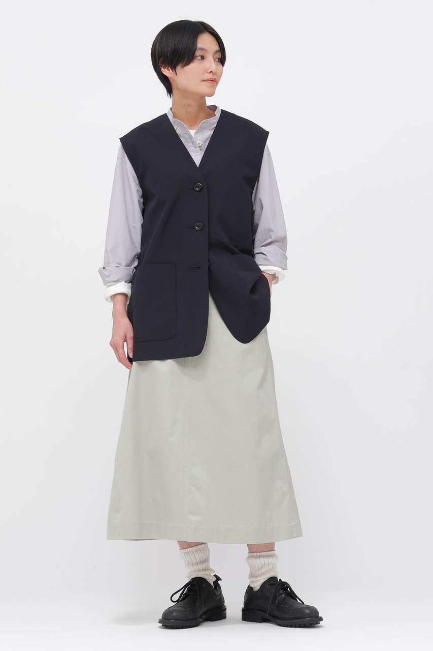 マーガレット・ハウエル/MARGARET HOWELLのWASHED CHINO COTTON SKIRT(ホワイト/5956132201)