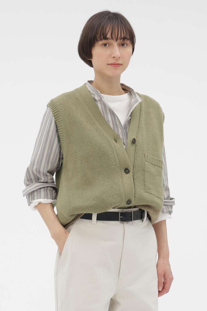 マーガレット・ハウエル/MARGARET HOWELLのRECYCLED COTTON KNITWEAR(グリーン/5956161201)