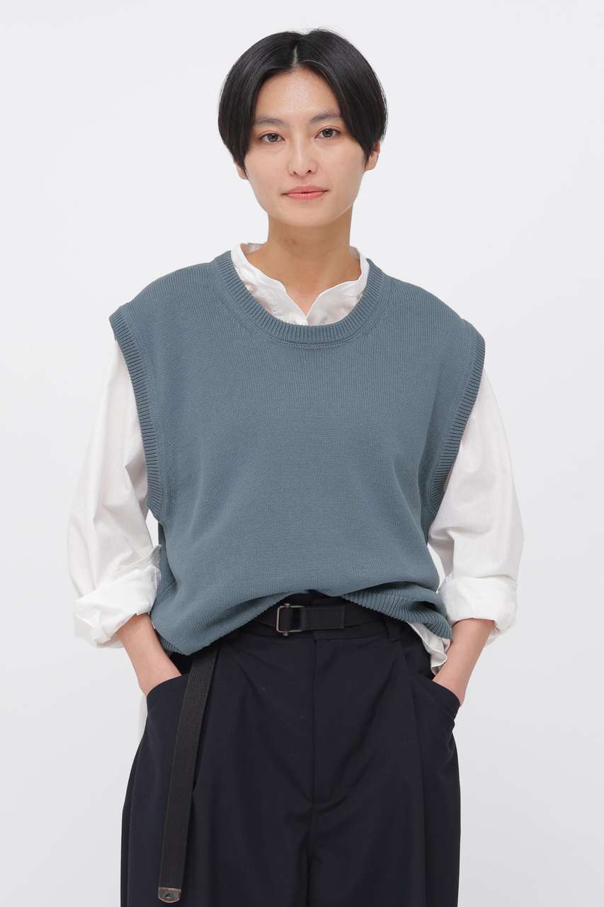 マーガレット・ハウエル/MARGARET HOWELLのBELGIAN LINEN COTTON KNITWEAR(ブルー/5956161202)