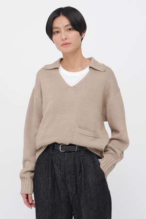 マーガレット・ハウエル/MARGARET HOWELLのCONTRAST COTTON LINEN KNITWEAR(110300/110301)