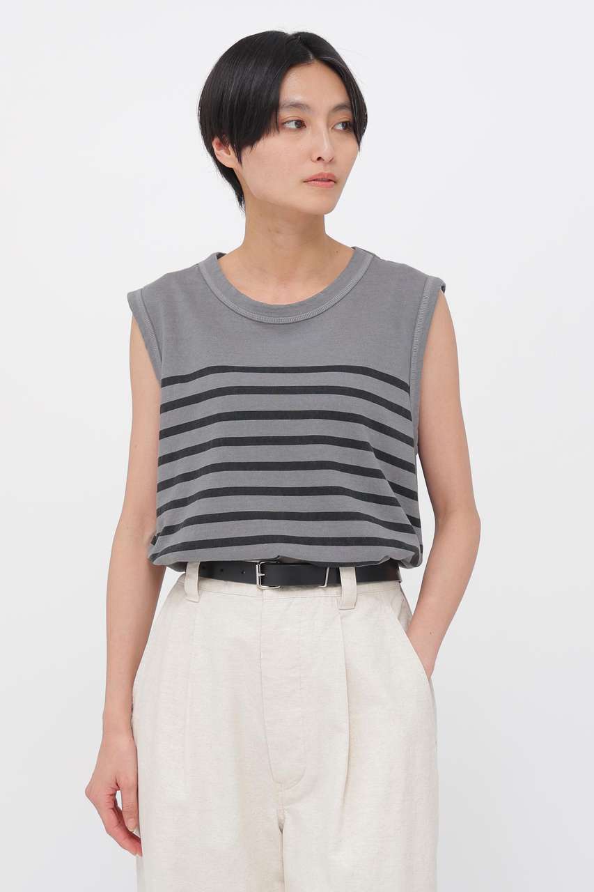 マーガレット・ハウエル/MARGARET HOWELLのBELGIAN LINEN COTTON JERSEY TOP(グレー/5956167200)