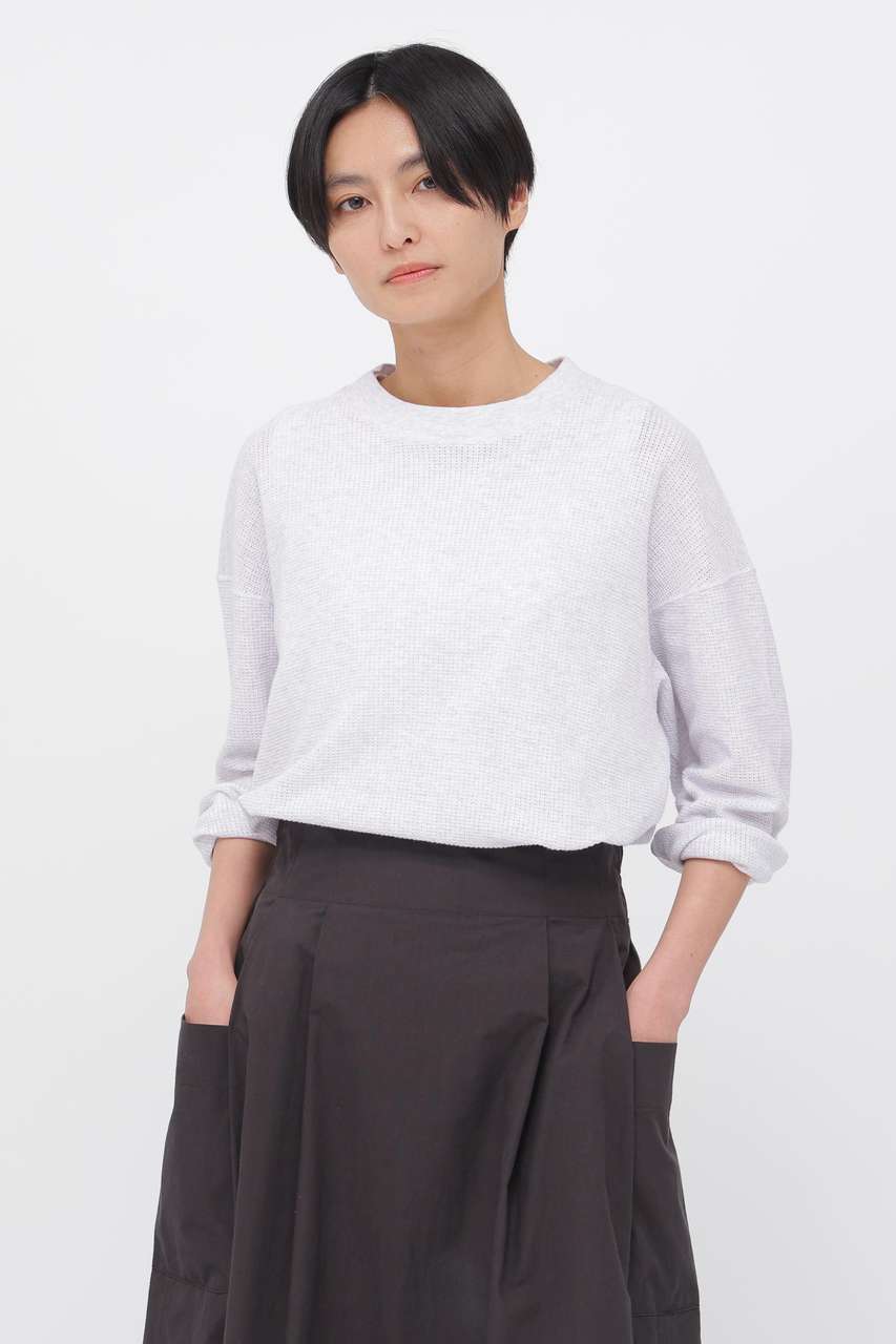 マーガレット・ハウエル/MARGARET HOWELLのCOTTON JERSEY MESH TOP(グレー/5956169206)