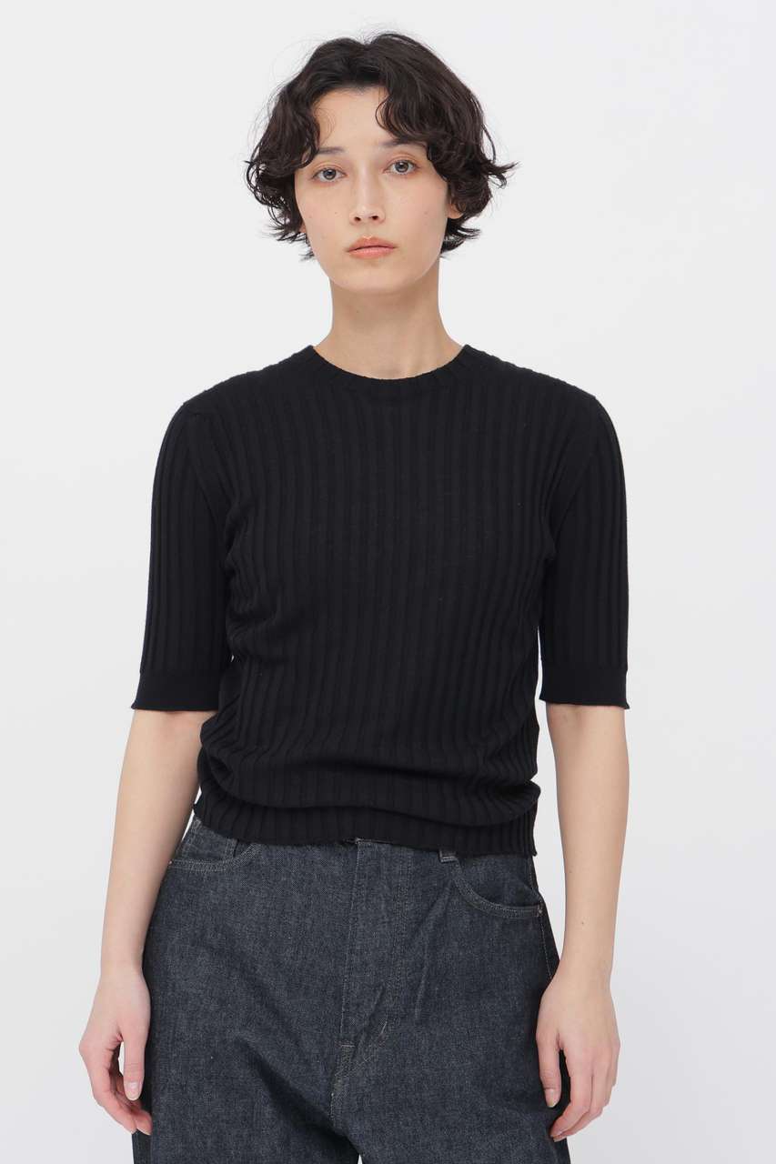 マーガレット・ハウエル/MARGARET HOWELLのFINE WOOL COTTON KNITWEAR(ブラック/5786163209)