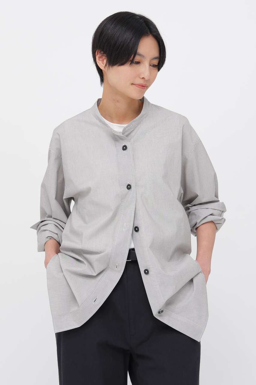 マーガレット・ハウエル/MARGARET HOWELLのWORN COTTON HAIRLINE STRIPE SHIRT(カーキ/5956153209)