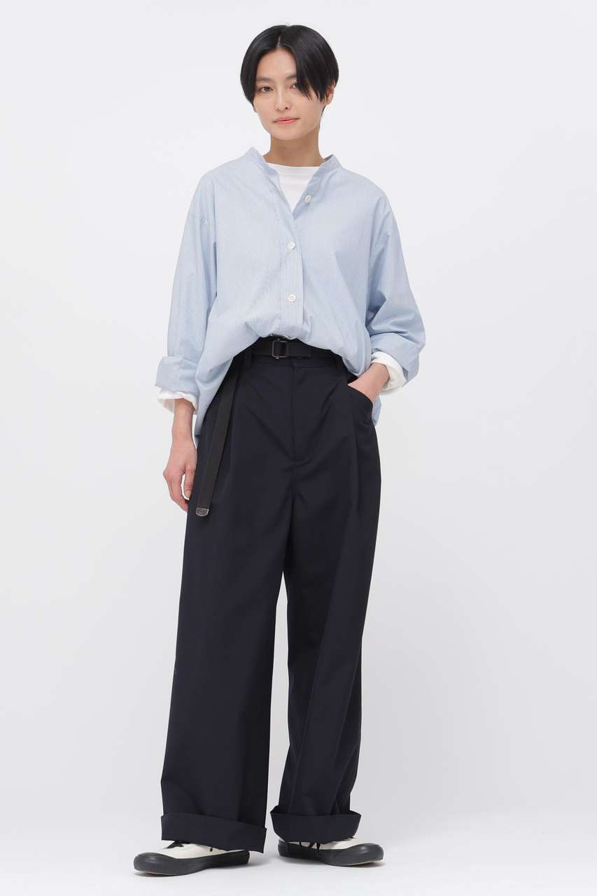 マーガレット・ハウエル/MARGARET HOWELLのUNIFORM WOOL POLYESTER TROUSERS(ネイビー/5956140204)