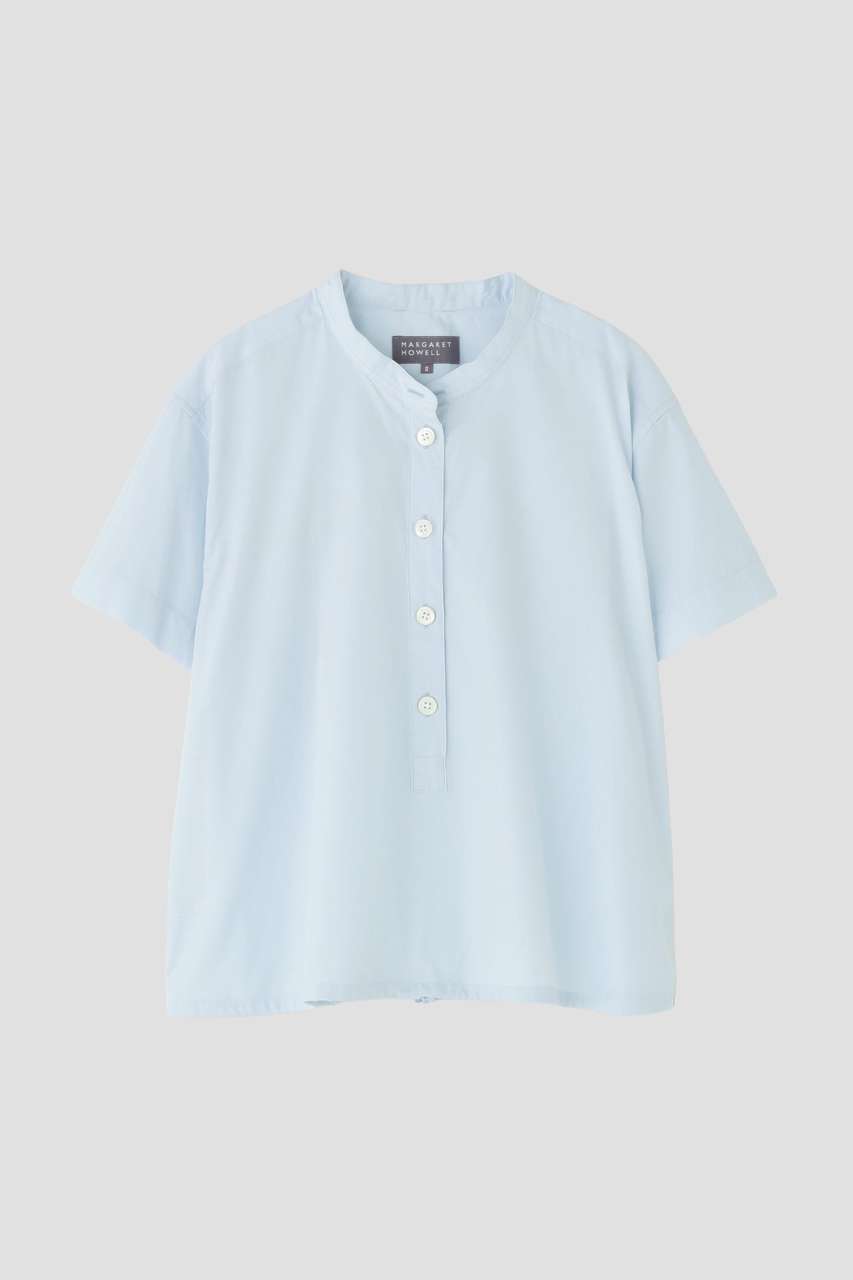人気♡MARGARET HOWELLマーガレットハウエル　リネン　半袖　水色 MARGARET HOWELL(マーガレット・ハウエル)｜YARN DYED COTTON POPLIN