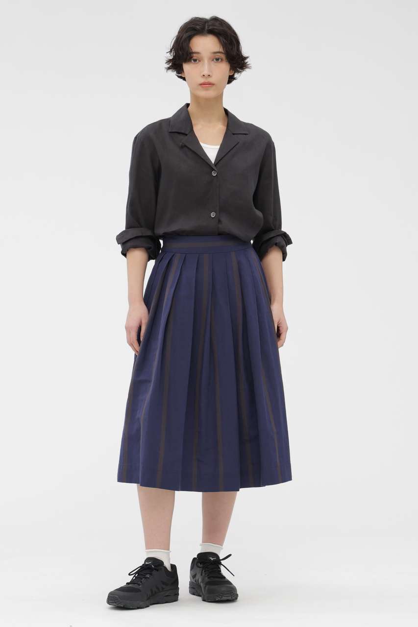 マーガレットハウエル　Ａラインプリーツスカート　サイズ3 紺 MARGARET HOWELL(マーガレット・ハウエル)｜LIGHT WEIGHT LINEN SHIRT
