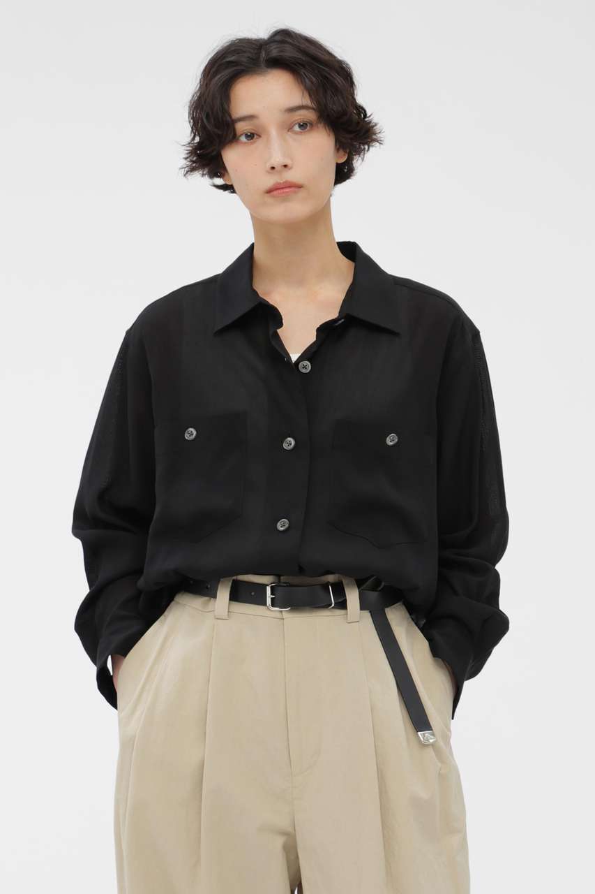 マーガレット・ハウエル/MARGARET HOWELLのCUPRA VOILE PANAMA SHIRT(ブラック/5786153215)