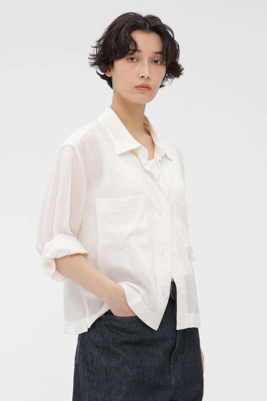 マーガレット・ハウエル/MARGARET HOWELLのCUPRA VOILE PANAMA SHIRT(ホワイト/5786153215)