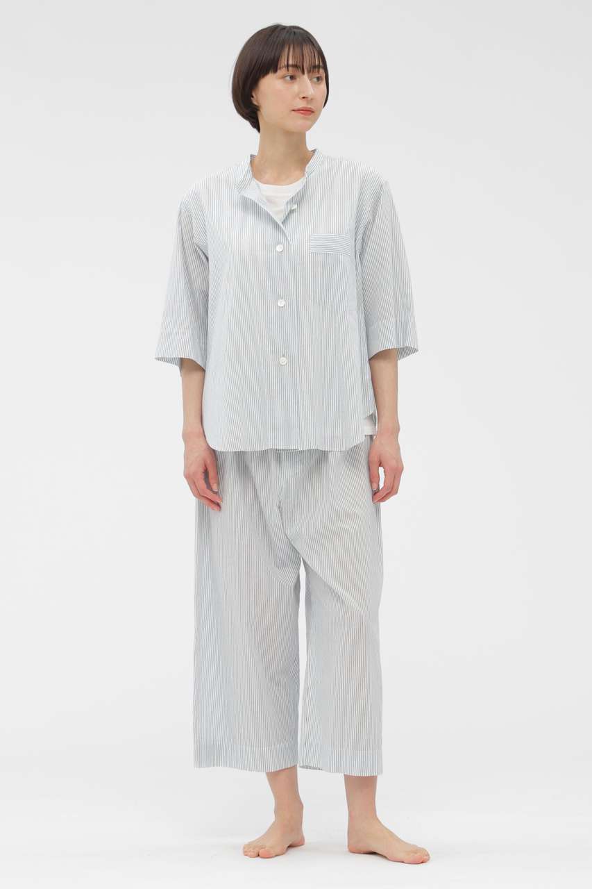 マーガレット・ハウエル/MARGARET HOWELLのCOTTON LINEN MINI STRIPE TROUSERS(ブルー/5896143204)