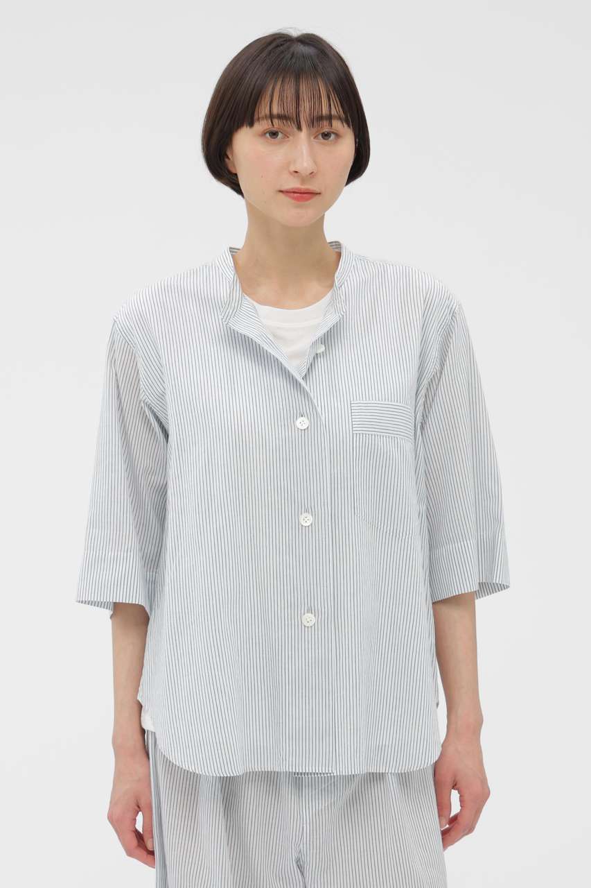 マーガレット・ハウエル/MARGARET HOWELLのCOTTON LINEN MINI STRIPE SHIRT(ブルー/5896152202)