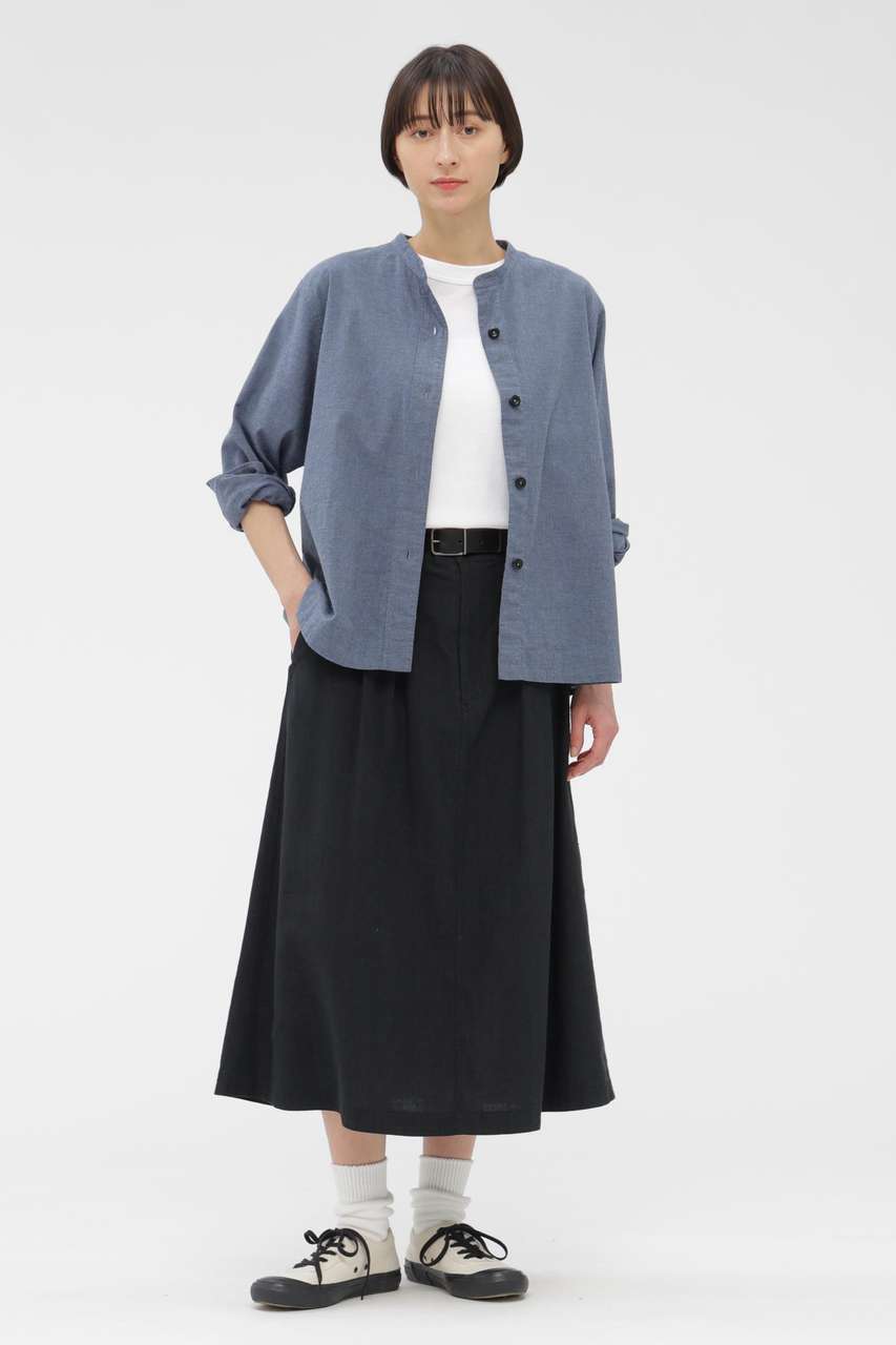 マーガレット・ハウエル/MARGARET HOWELLのFADED LINEN COTTON PLAINWEAVE SKIRT(ブラック/5956132204)